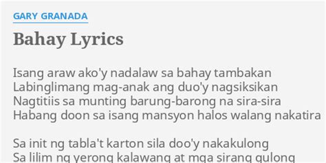 Bahay song gary granada lyrics